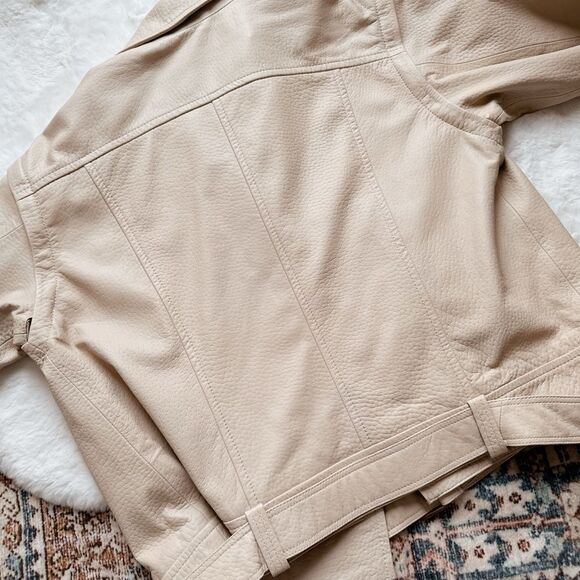 Convertible Ted Baker Valerii Leather Biker Jacket, Ivory 5 Spring Summer Jacket - Picture 12 of 17